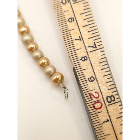 Pearl Beaded Bracelets Set - Large White Stretch Bracelet & Gold-Tone Clasp - Picture 3 of 8